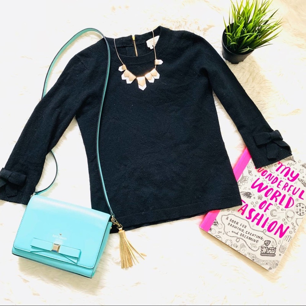 Kate spade Black bow Wool 3/4 sleeve sweater
